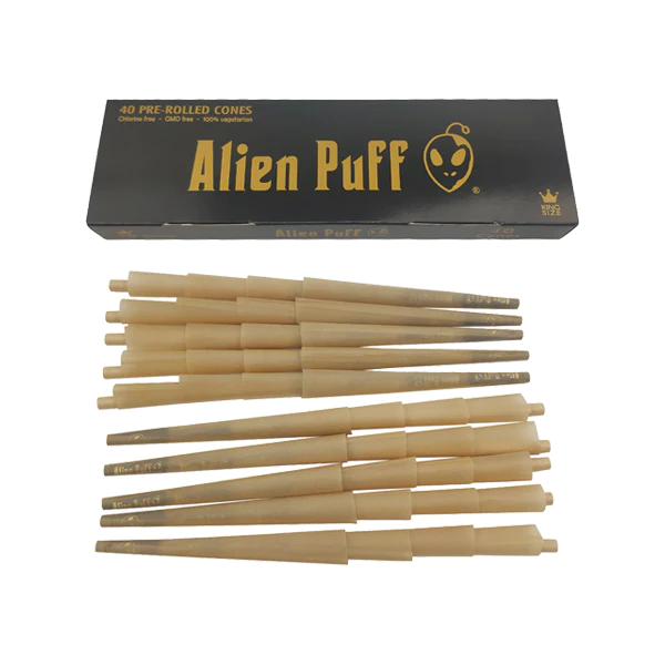 40 ALIEN PUFF BLACK & GOLD KING SIZE PRE-ROLLED 109MM CONES